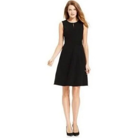 Calvin Klein black A-line flared sleeveless mini dress size 12 - Picture 1 of 7